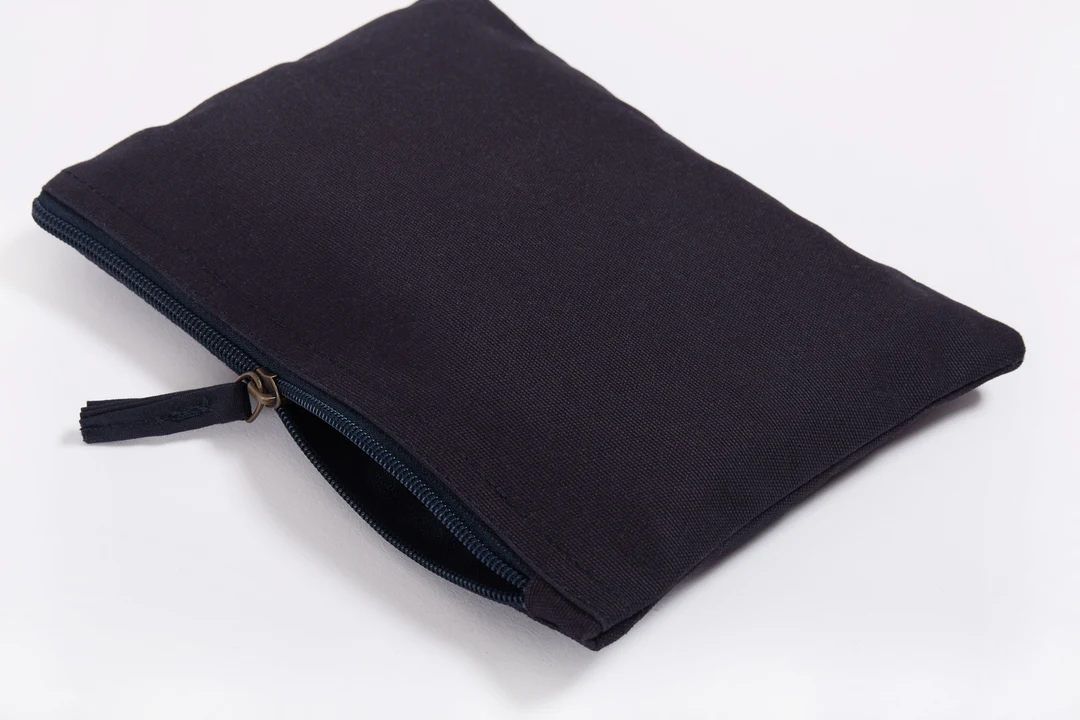 Black fabric pouch with zipper