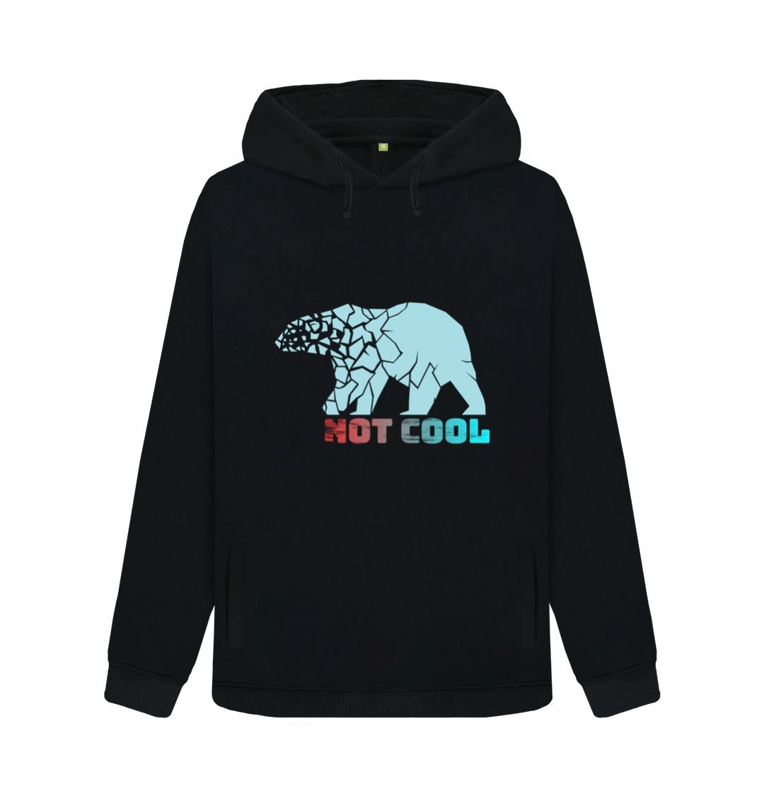 Black hoodie with bear graphic and text