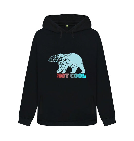Black hoodie with bear graphic and text