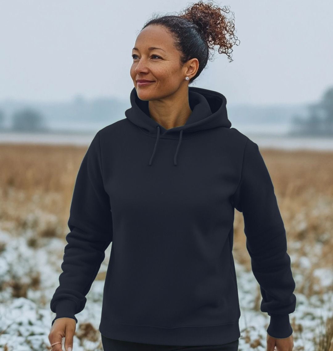 Black hoodie with drawstrings (person)