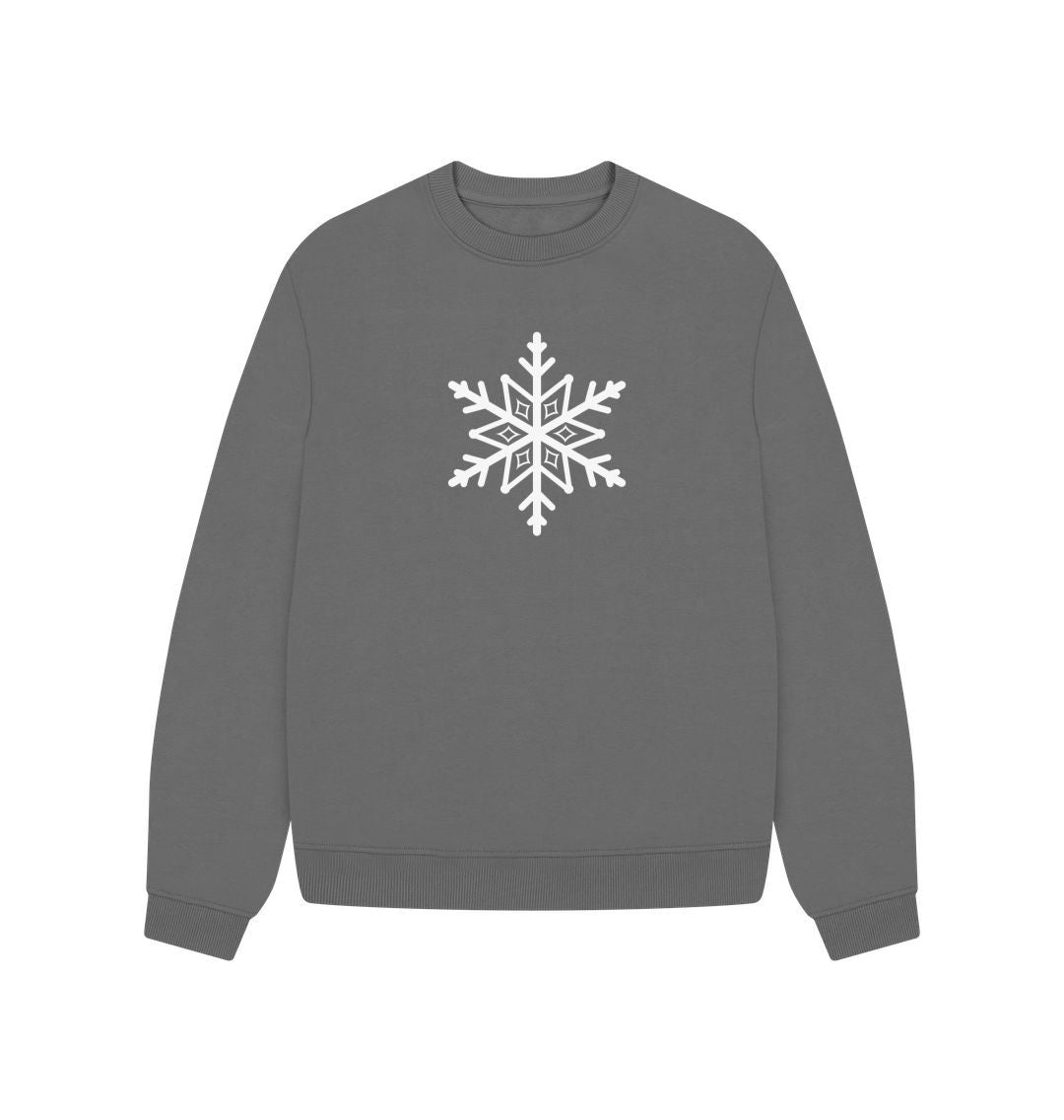 Gray sweatshirt with white snowflake design