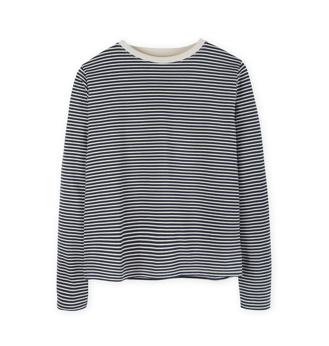 Oat & Navy Stripe Women's Stripe Heavyweight Long Sleeve T-Shirt