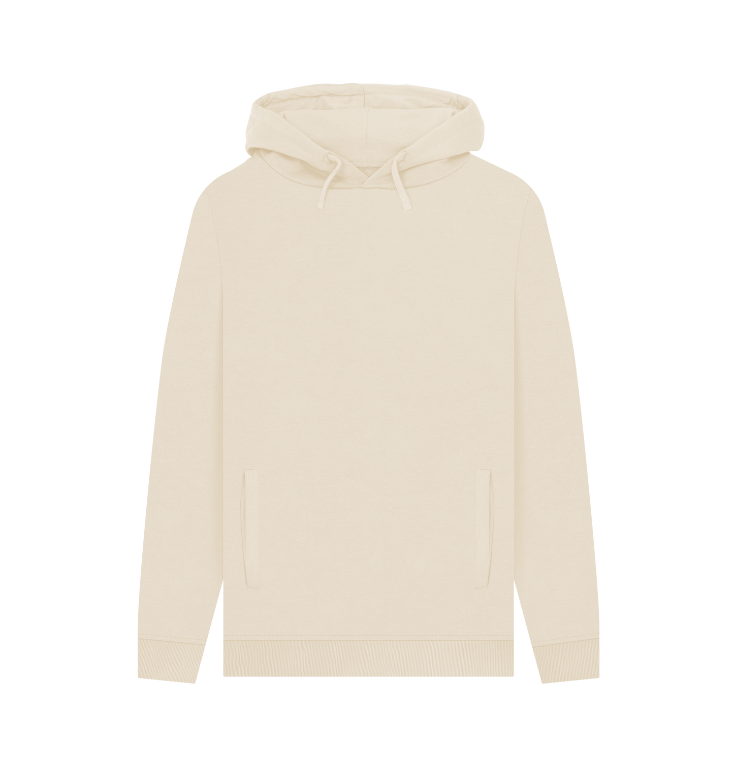 Cream-colored hoodie with drawstrings