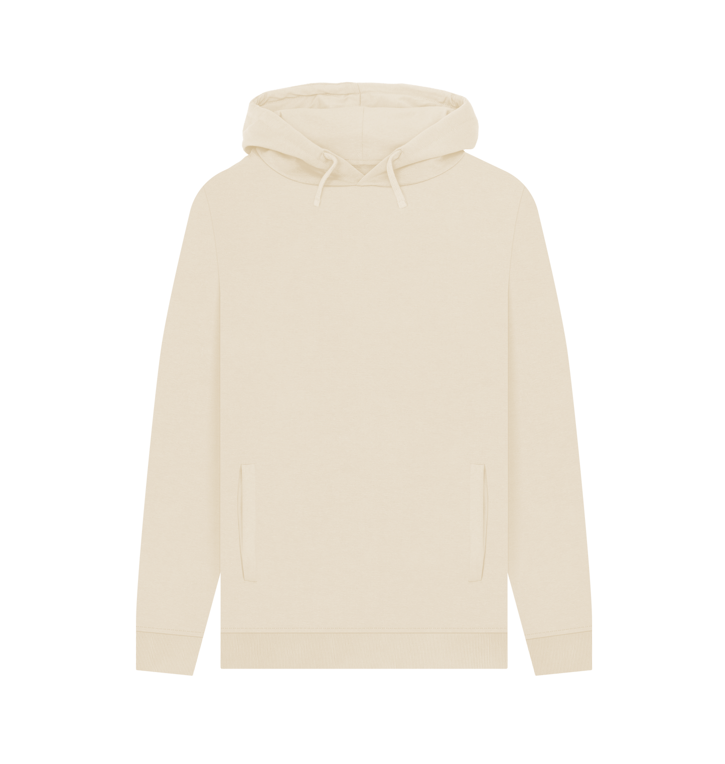 Cream-colored hoodie with drawstrings