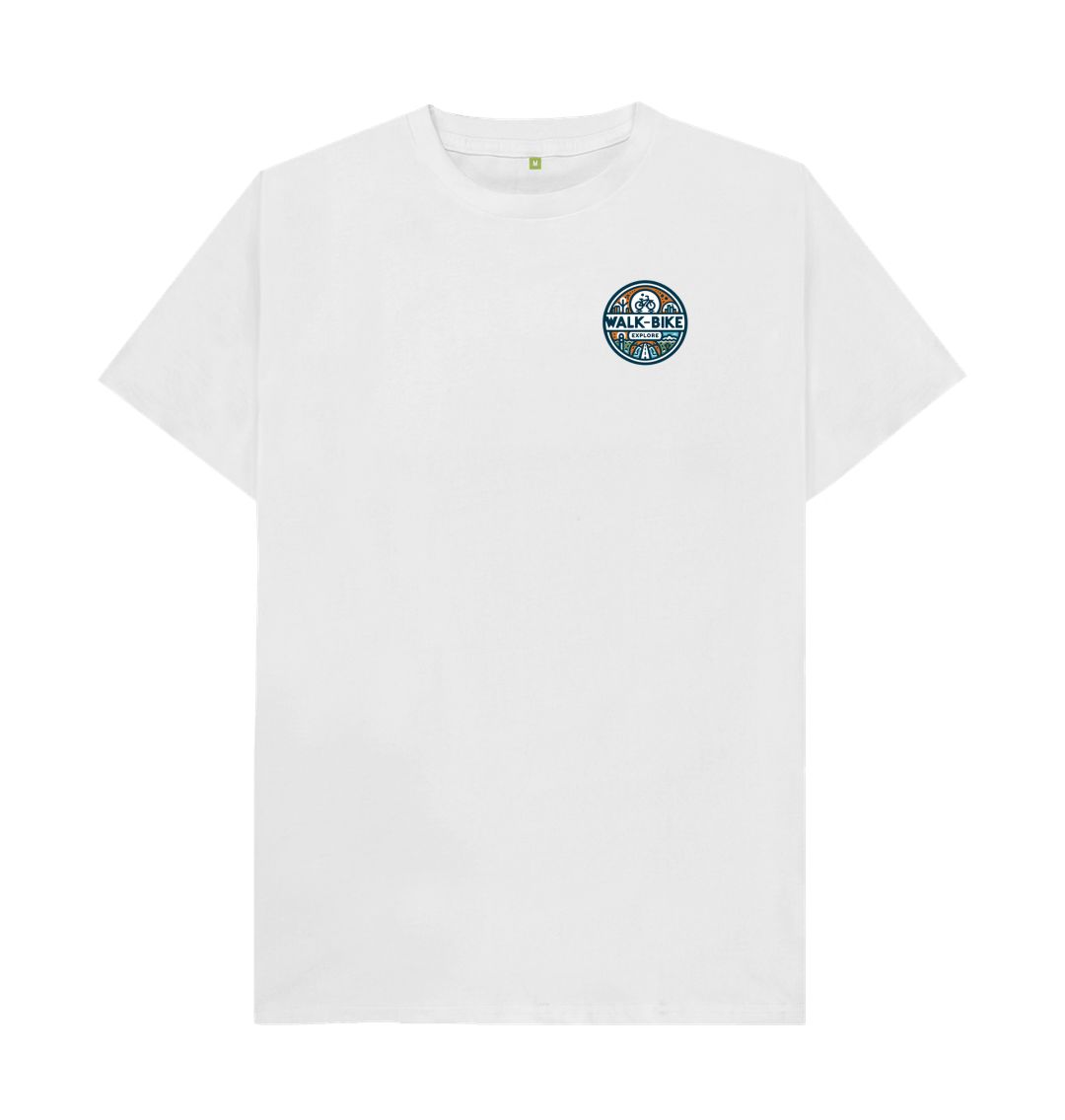 White t-shirt with "WALK-BIKE" logo