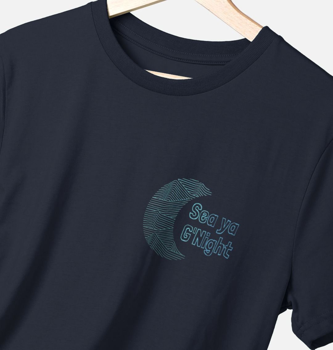 Navy blue t-shirt with "Sea ya ya G'Night" design
