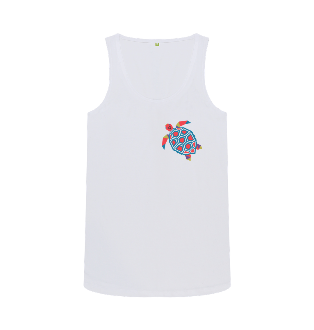 White tank top with colorful turtle design