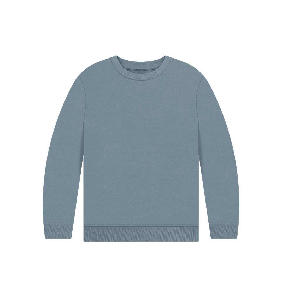 Stone Blue Printed Kids Jumper