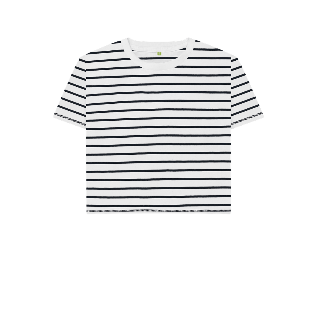 Navy Stripes Women's Striped Organic Boxy Tee