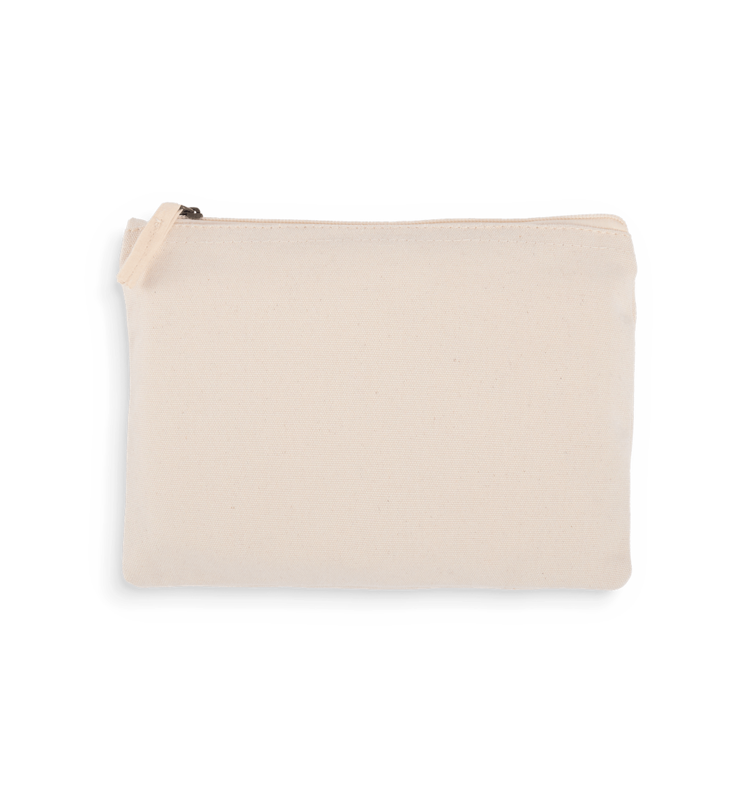 Canvas pouch with black trim