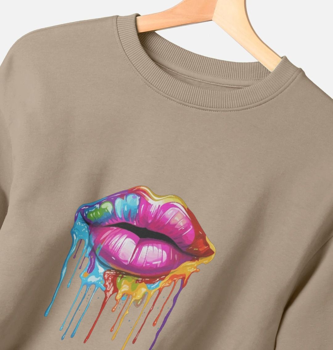 Colorful lips design sweatshirt