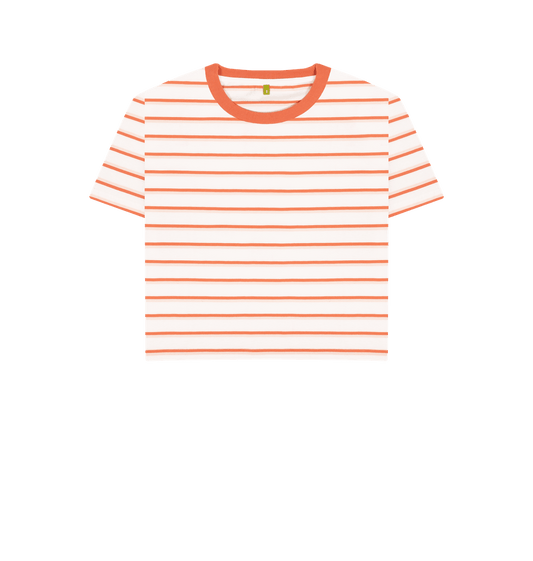 Orange and white striped t-shirt