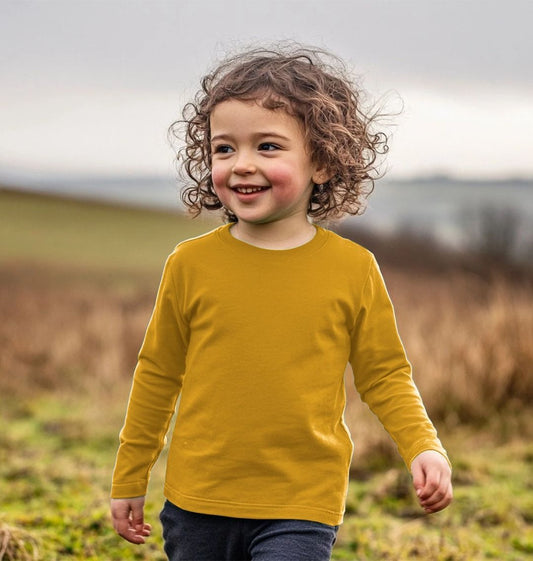 Toddler's mustard yellow long-sleeve t-shirt (person)