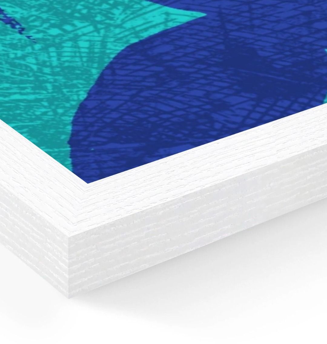 Abstract art print with blue and teal colors