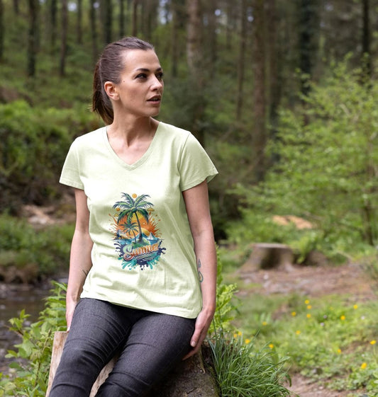 Light green t-shirt with "Summer" graphic (person)