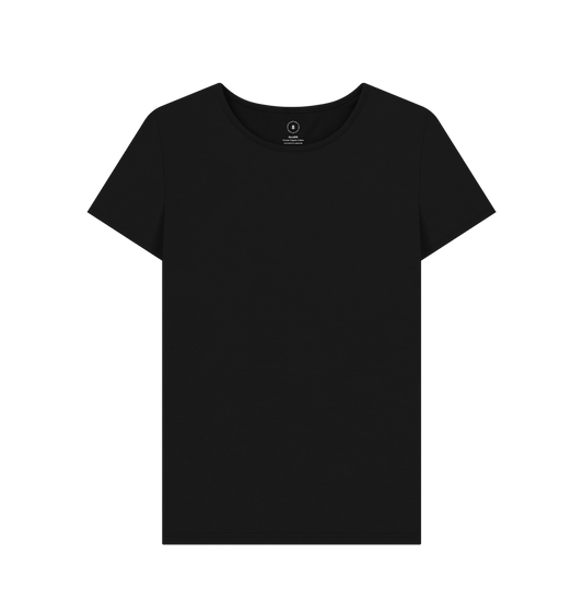 Black t-shirt with small logo on collar
