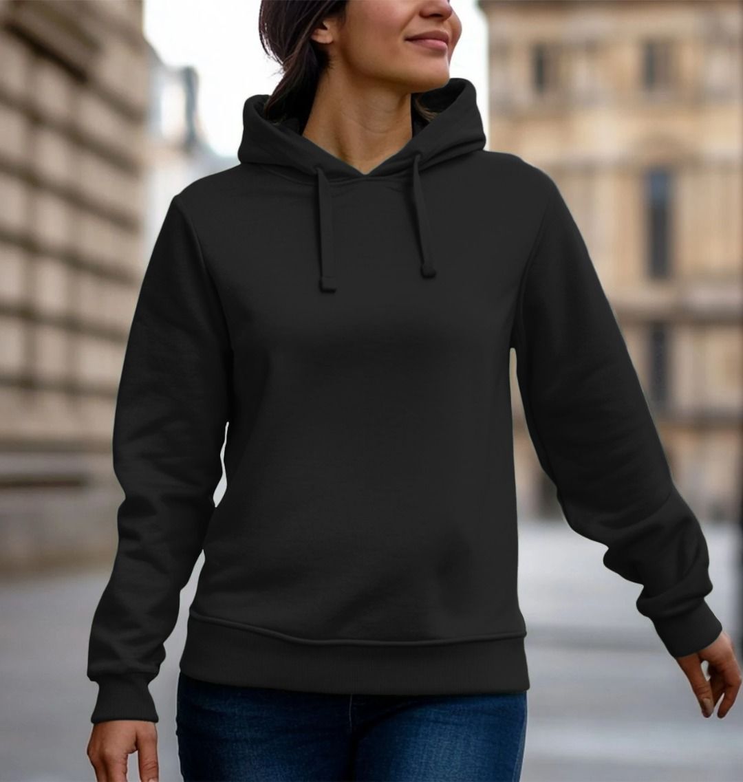 Black hoodie with drawstrings (person)