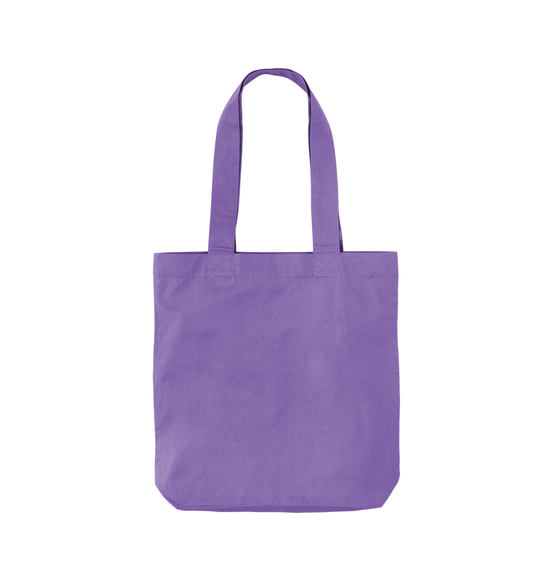 Purple canvas tote bag with long handles