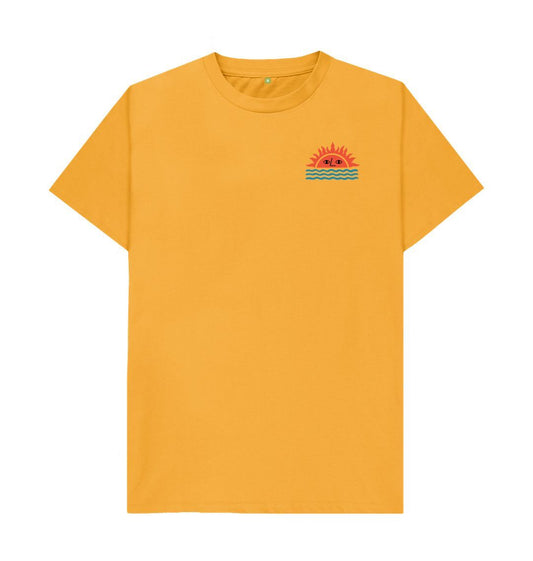 Yellow t-shirt with sun and eyes design