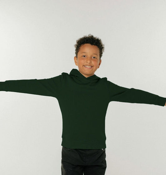 Dark green hoodie with wide sleeves (person)