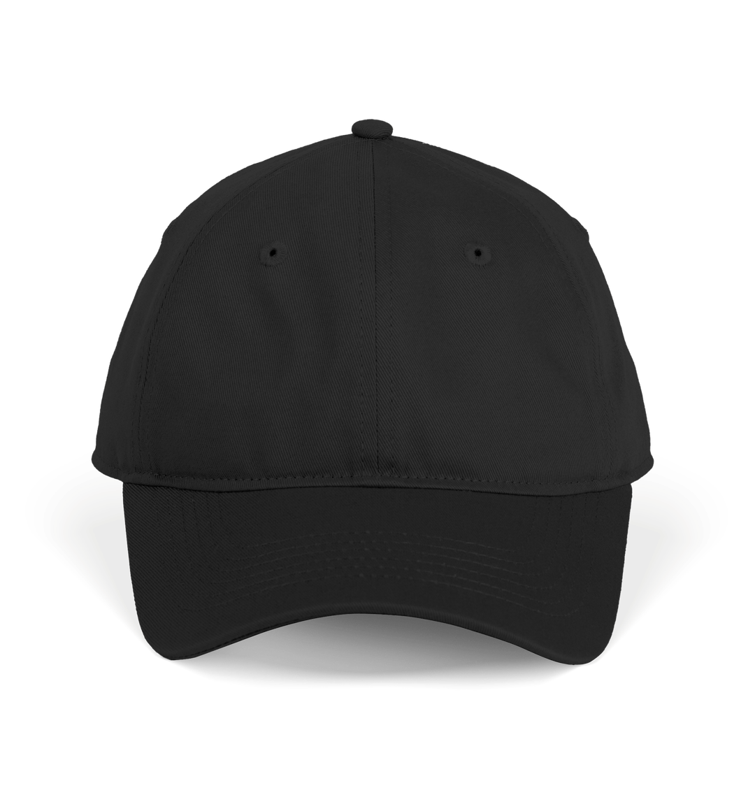 Black baseball cap with adjustable strap