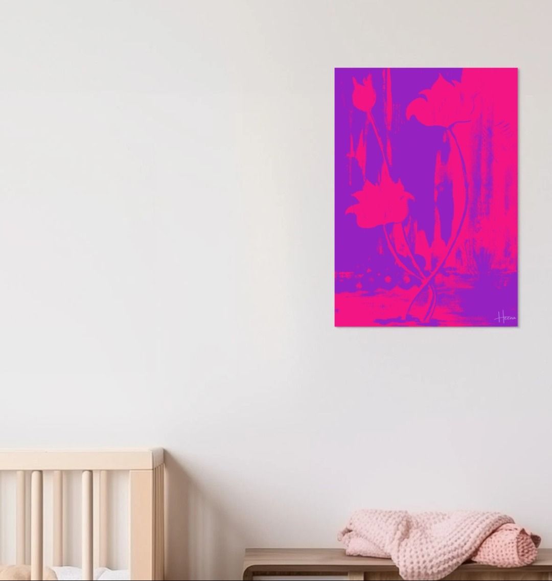 Abstract painting with pink and purple hues