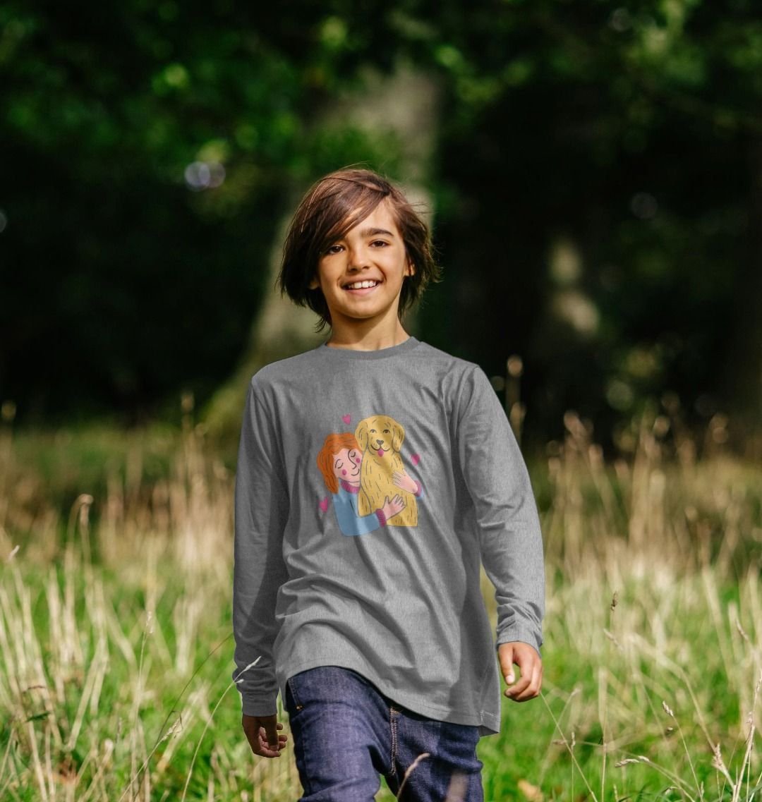 Gray long-sleeve t-shirt with cartoon design (person)