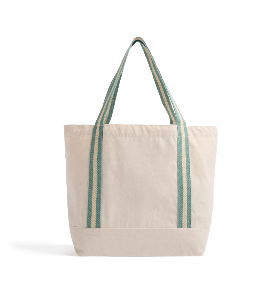 Canvas tote bag with striped handles