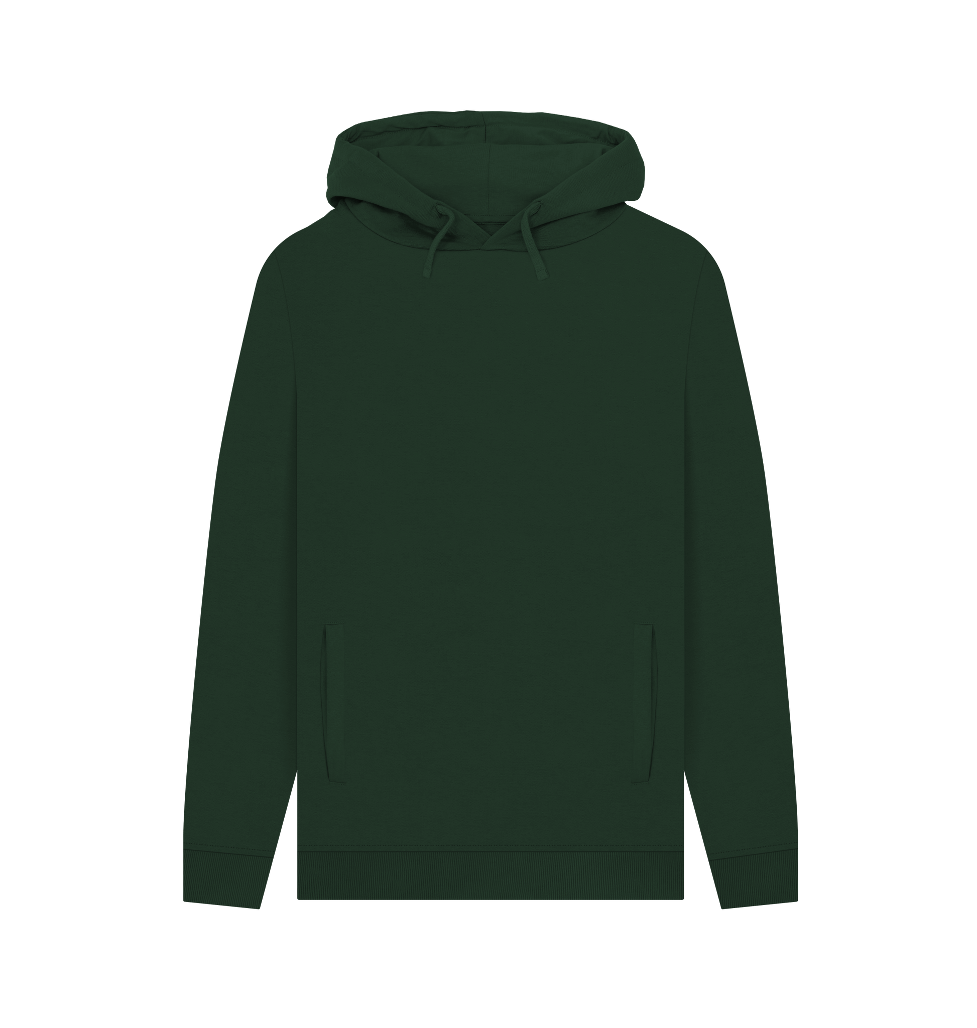 Dark green hoodie with drawstrings and pockets