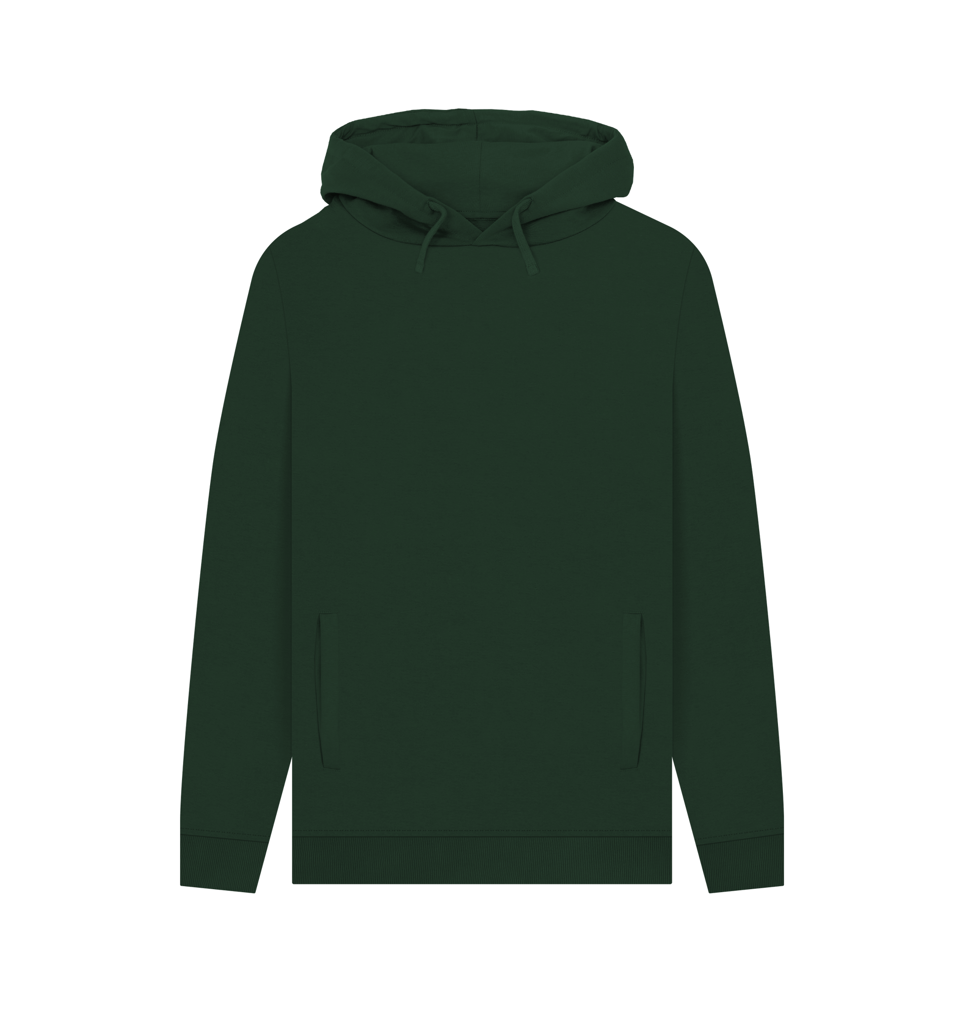 Dark green hoodie with drawstrings and pockets