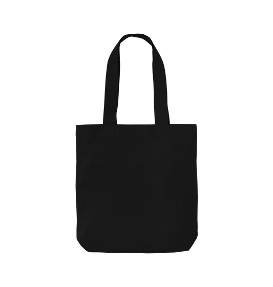 Black canvas tote bag with handles