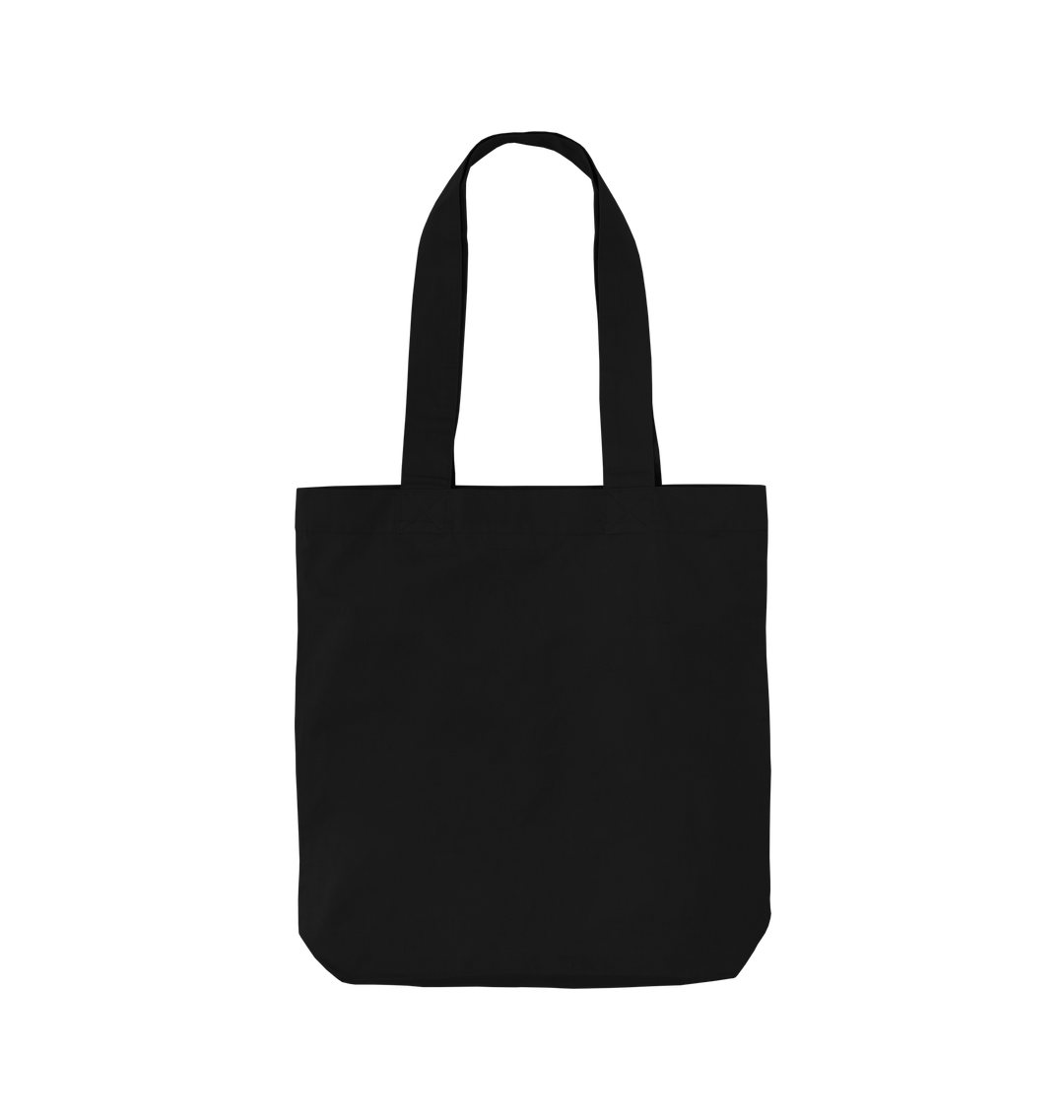 Black canvas tote bag with handles