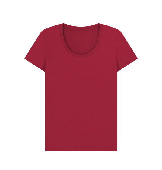 Red cotton t-shirt with scoop neck