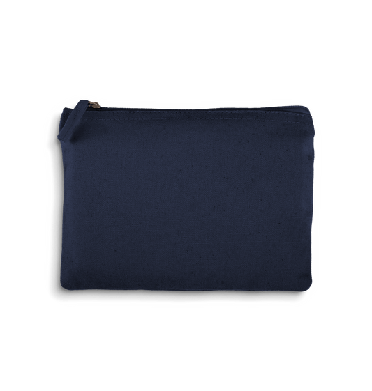 Navy blue fabric pouch with zipper