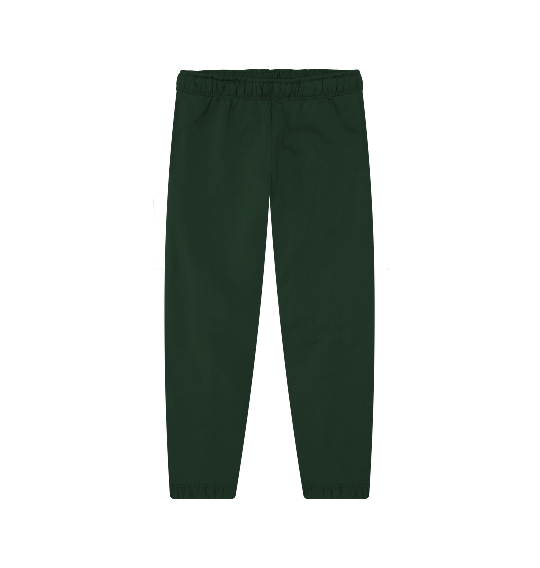 Dark green jogger pants with elastic waist