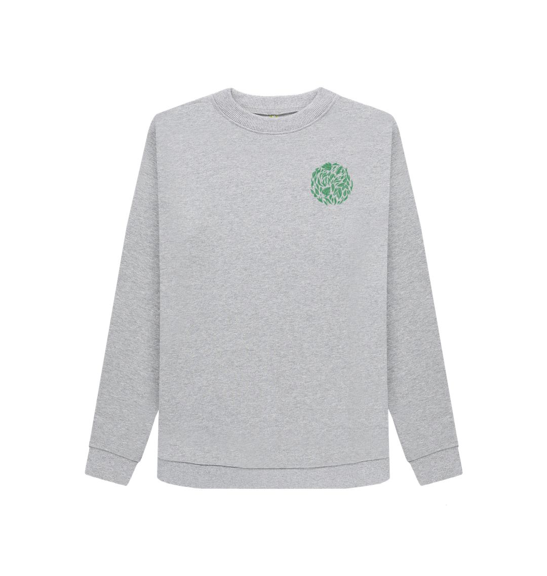 Grey marled sweatshirt with green leaf logo