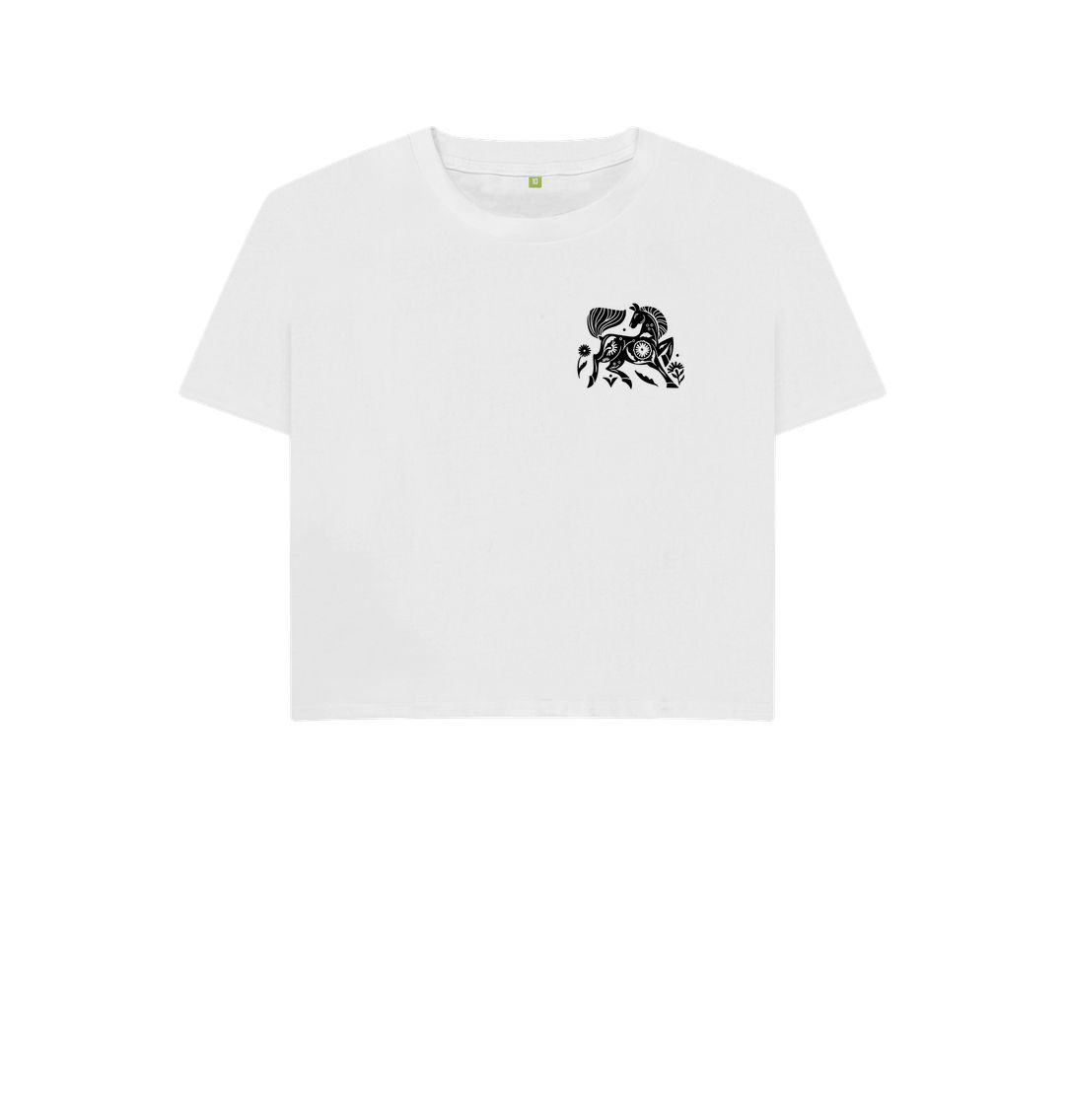 White t-shirt with black horse design