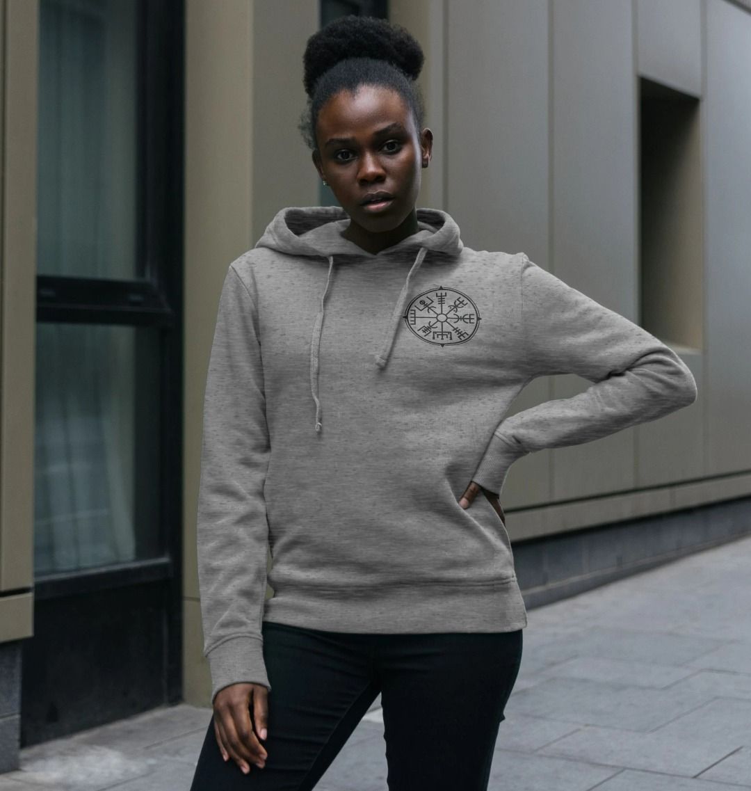 Gray hoodie with Norse symbol (person)