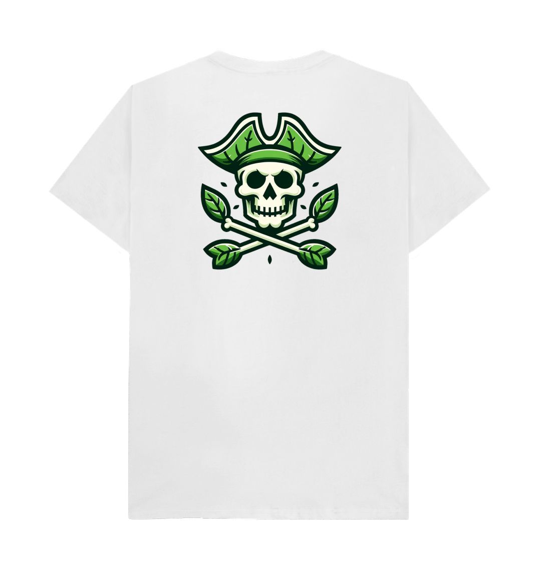 White t-shirt with skull and crossbones design