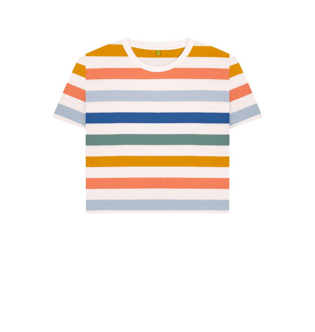 Multicolour Stripes Women's Striped Organic Boxy Tee