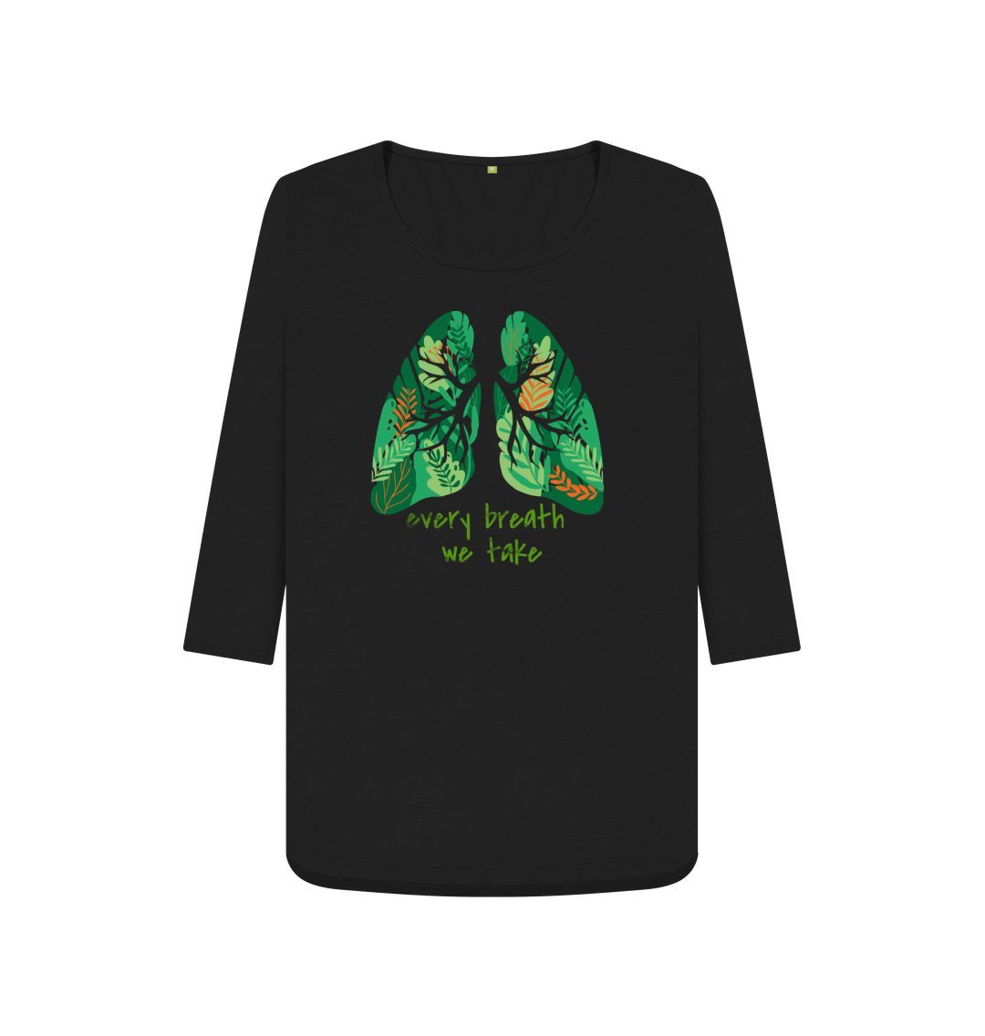 Black t-shirt with leafy lungs design