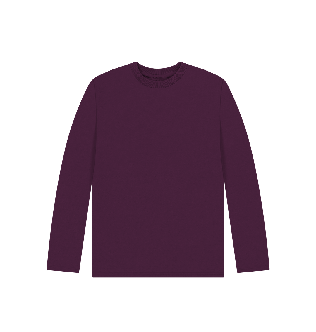 Maroon long-sleeve t-shirt with round neckline