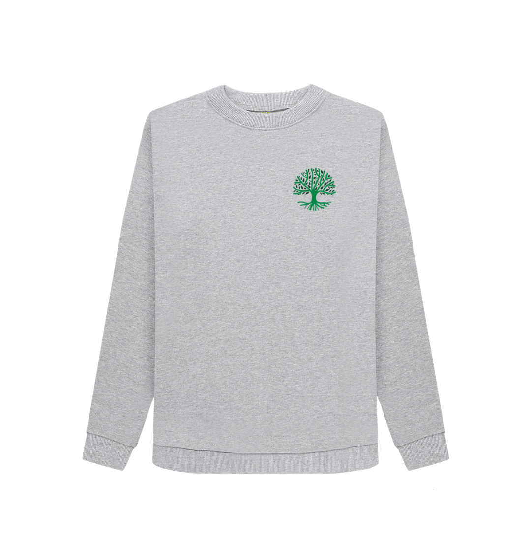 Gray sweatshirt with green tree logo