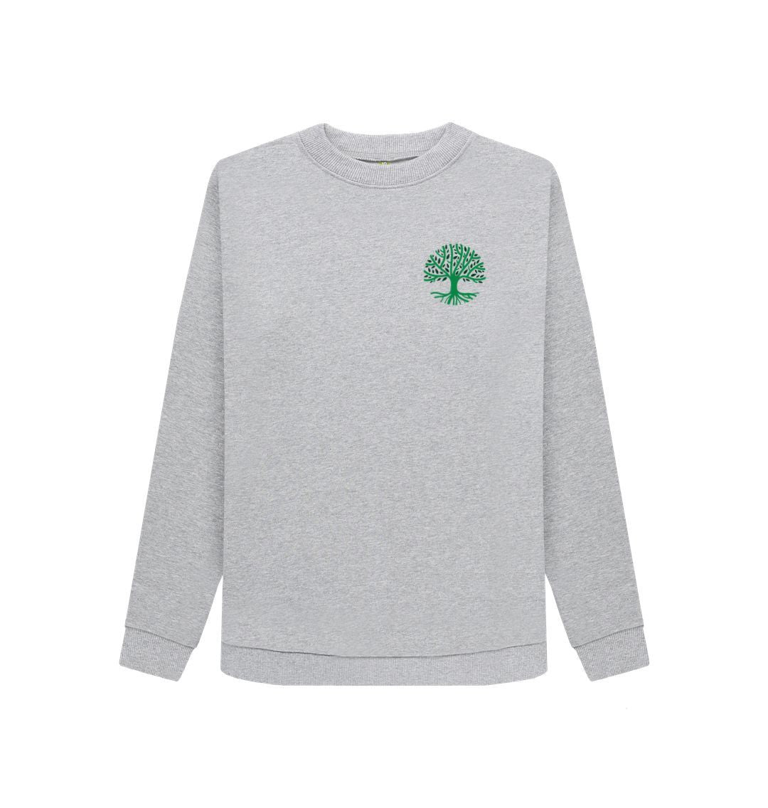 Gray sweatshirt with green tree logo