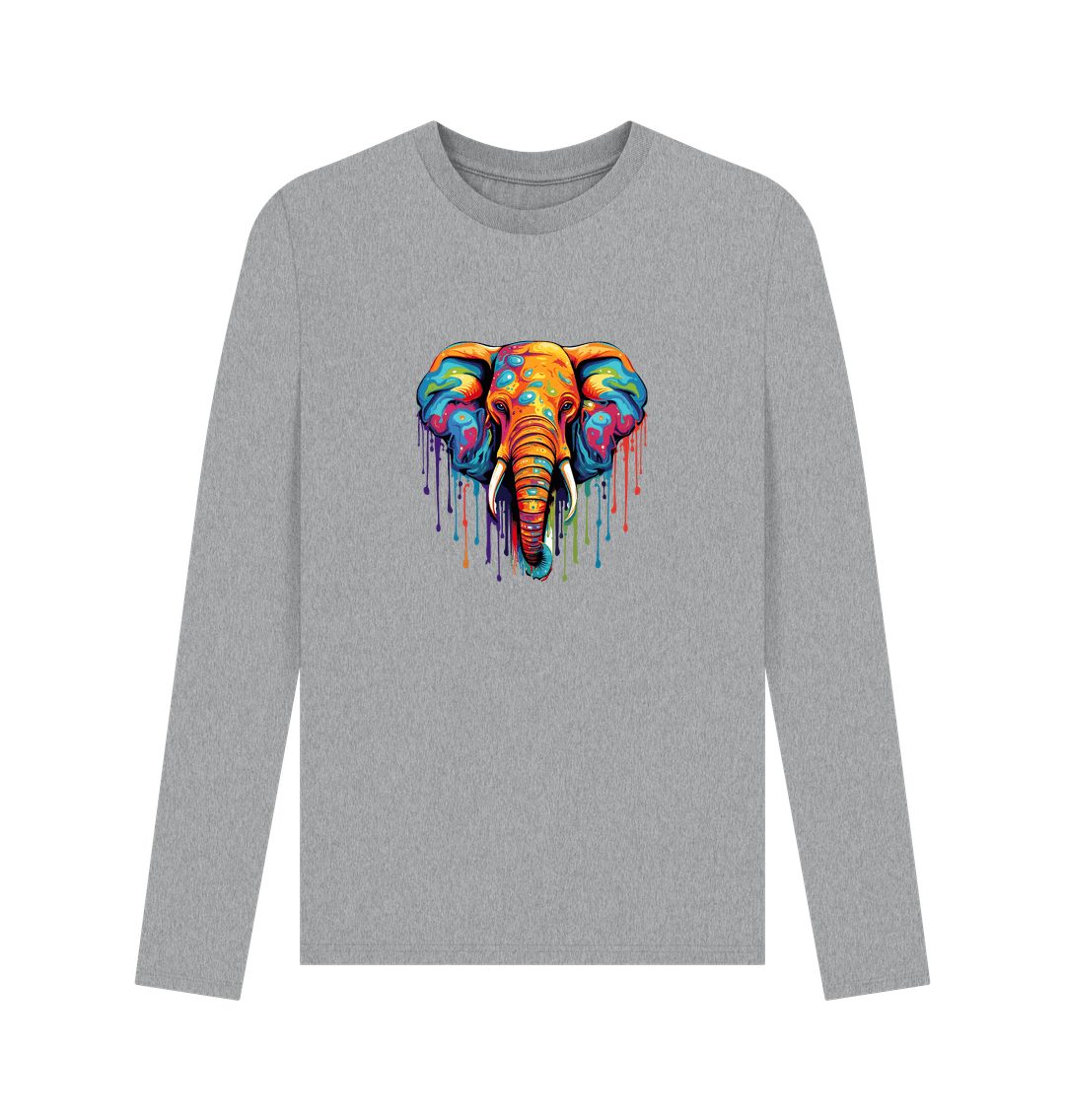 Athletic Grey Colour Drip Wild Elephant - Men's Long Sleeve T-shirt