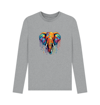 Athletic Grey Colour Drip Wild Elephant - Men's Long Sleeve T-shirt