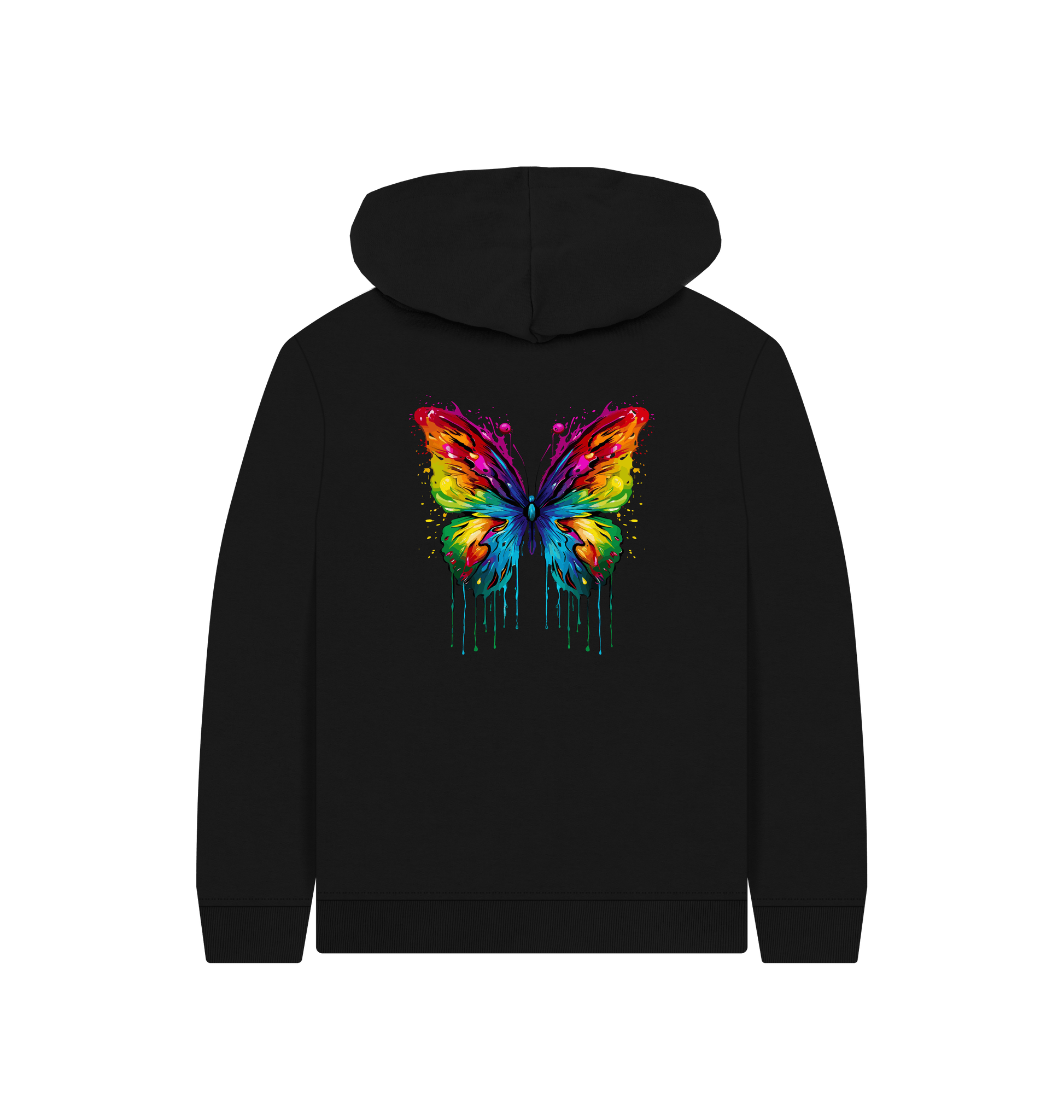 Black Colour Drip Rogue Butterfly - Kids Pullover Hoody