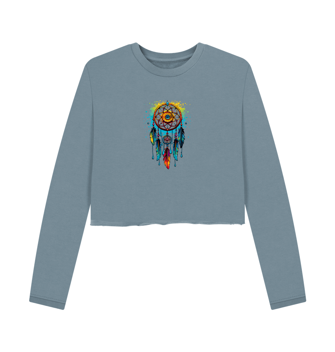 Stone Blue Colour Drip Dreamcatcher - Women's Boxy Jumper