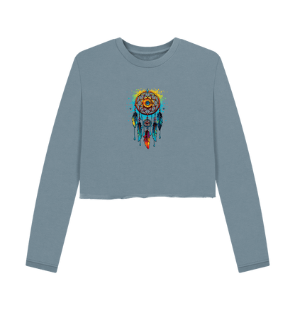 Stone Blue Colour Drip Dreamcatcher - Women's Boxy Jumper