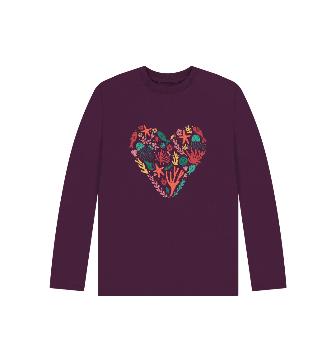 Purple Love Coral - Kids' Organic Long Sleeve T-shirt